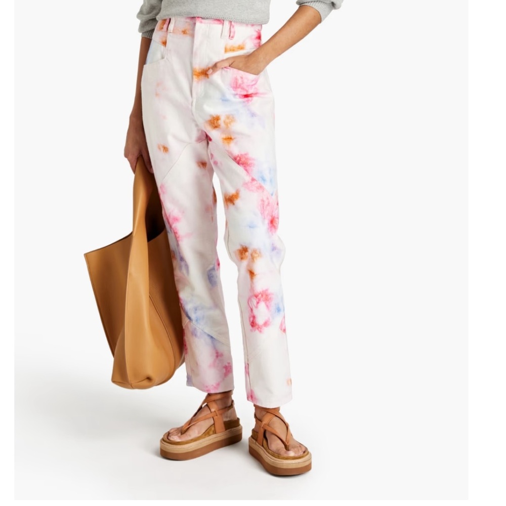 Isabel Marant Pink and White Tie-Dye Pants